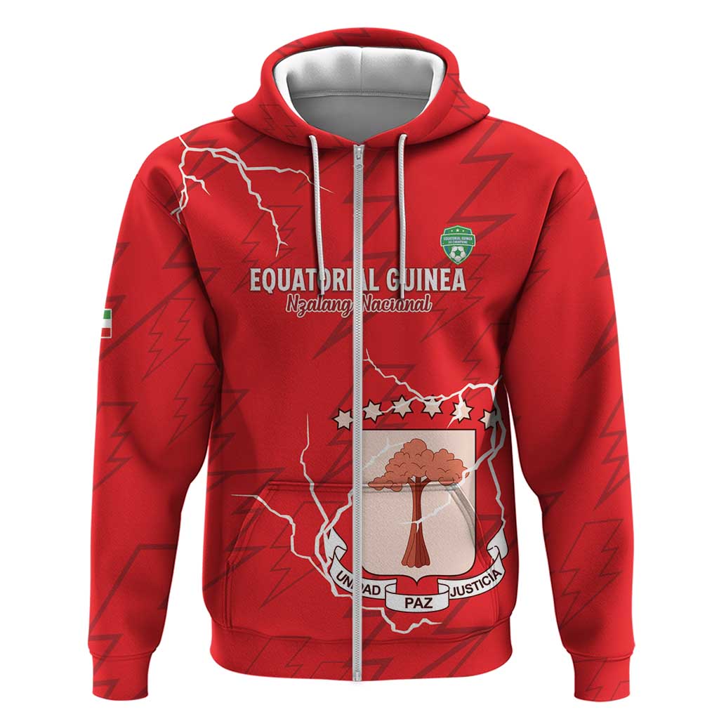 Custom Equatorial Guinea Football Hoodie Allez Nzalang Nacional - Red Version LT15