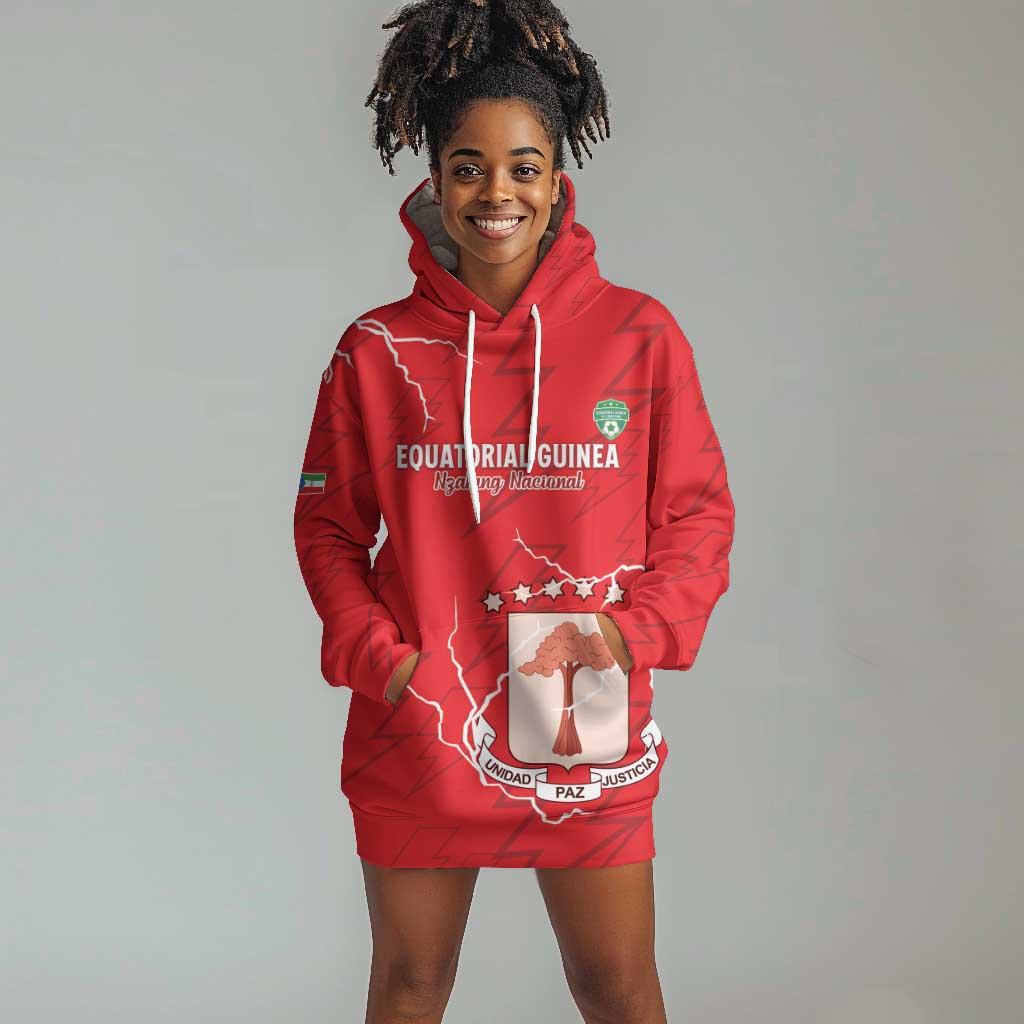 Custom Equatorial Guinea Football Hoodie Dress Go Champions - Red Version LT15