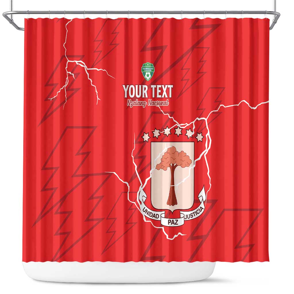Custom Equatorial Guinea Football Shower Curtain Allez Nzalang Nacional - Red Version LT15