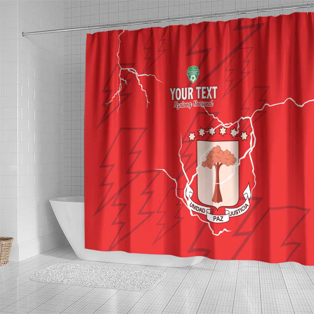 Custom Equatorial Guinea Football Shower Curtain Allez Nzalang Nacional - Red Version LT15
