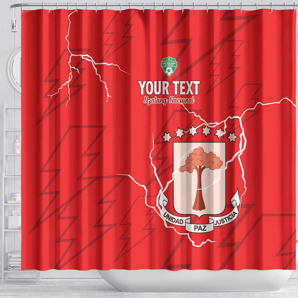 Custom Equatorial Guinea Football Shower Curtain Allez Nzalang Nacional - Red Version LT15