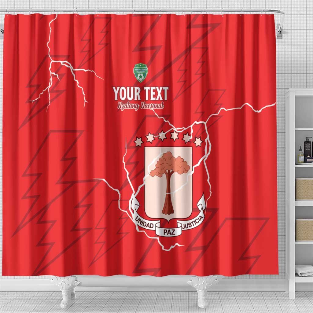 Custom Equatorial Guinea Football Shower Curtain Allez Nzalang Nacional - Red Version LT15