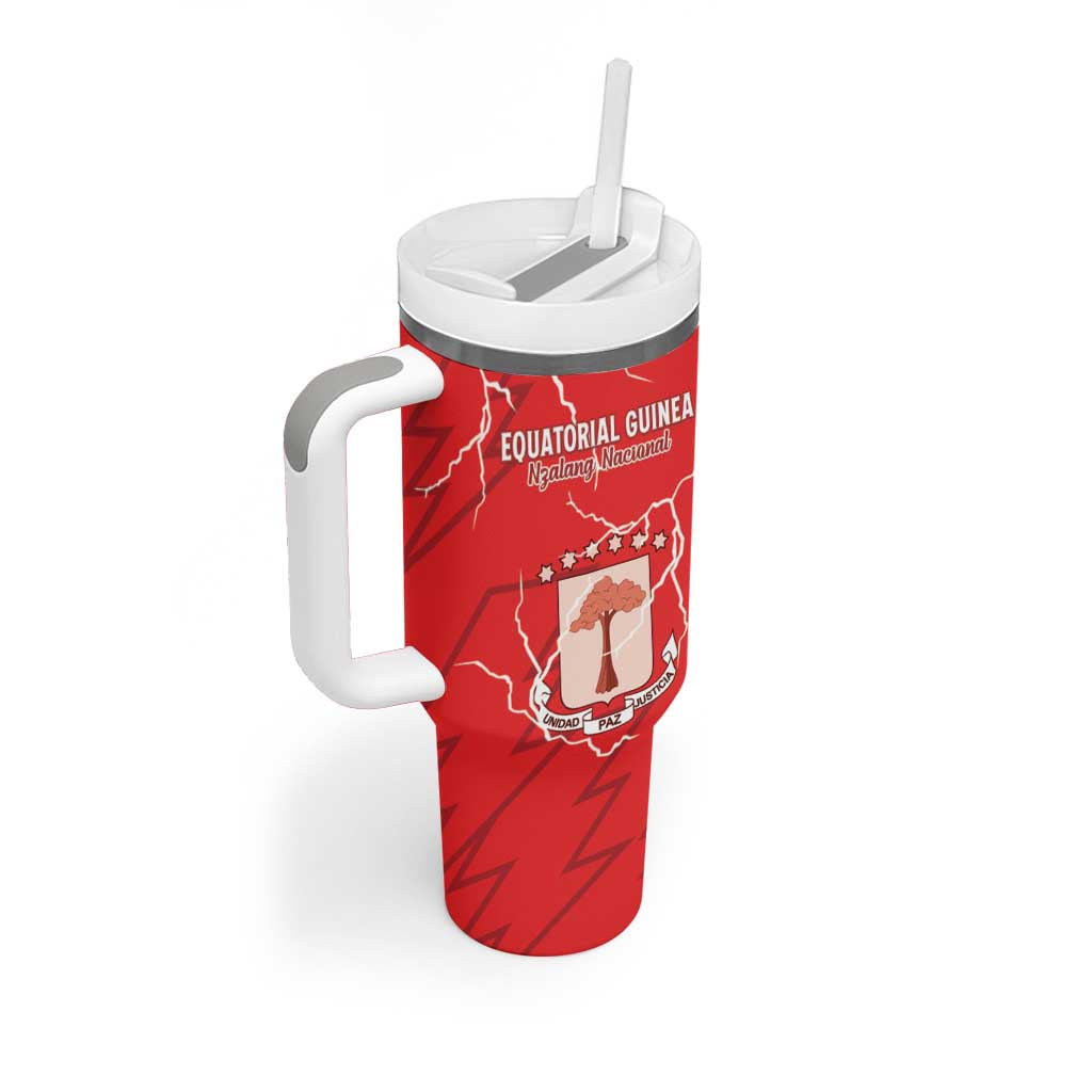 Custom Equatorial Guinea Football Tumbler With Handle Go Champions - Red Version LT15