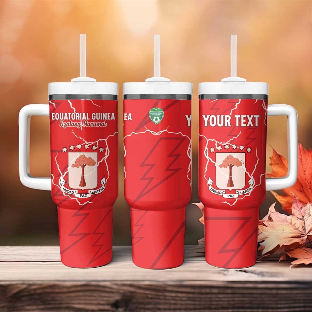 Custom Equatorial Guinea Football Tumbler With Handle Go Champions - Red Version LT15