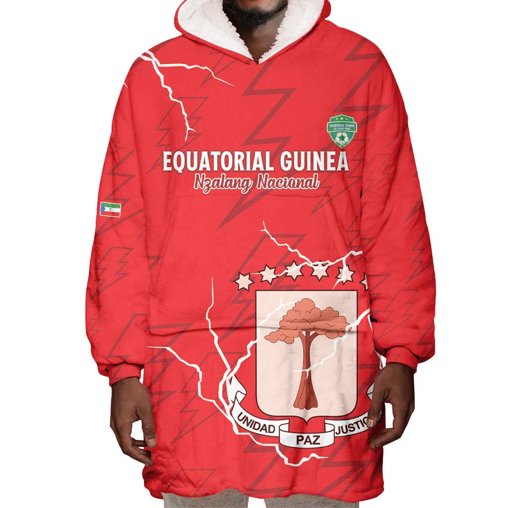 Custom Equatorial Guinea Football Wearable Blanket Hoodie Go Champions - Red Version LT15