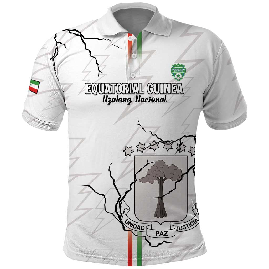 Custom Equatorial Guinea Football Polo Shirt Allez Nzalang Nacional - White Version LT15