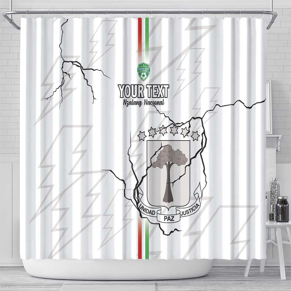 Custom Equatorial Guinea Football Shower Curtain Allez Nzalang Nacional - White Version LT15