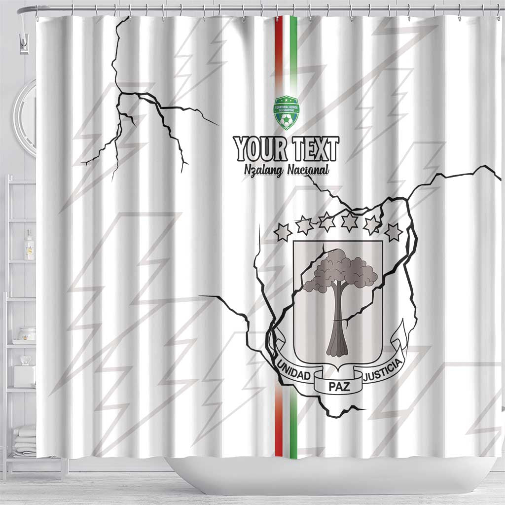 Custom Equatorial Guinea Football Shower Curtain Allez Nzalang Nacional - White Version LT15