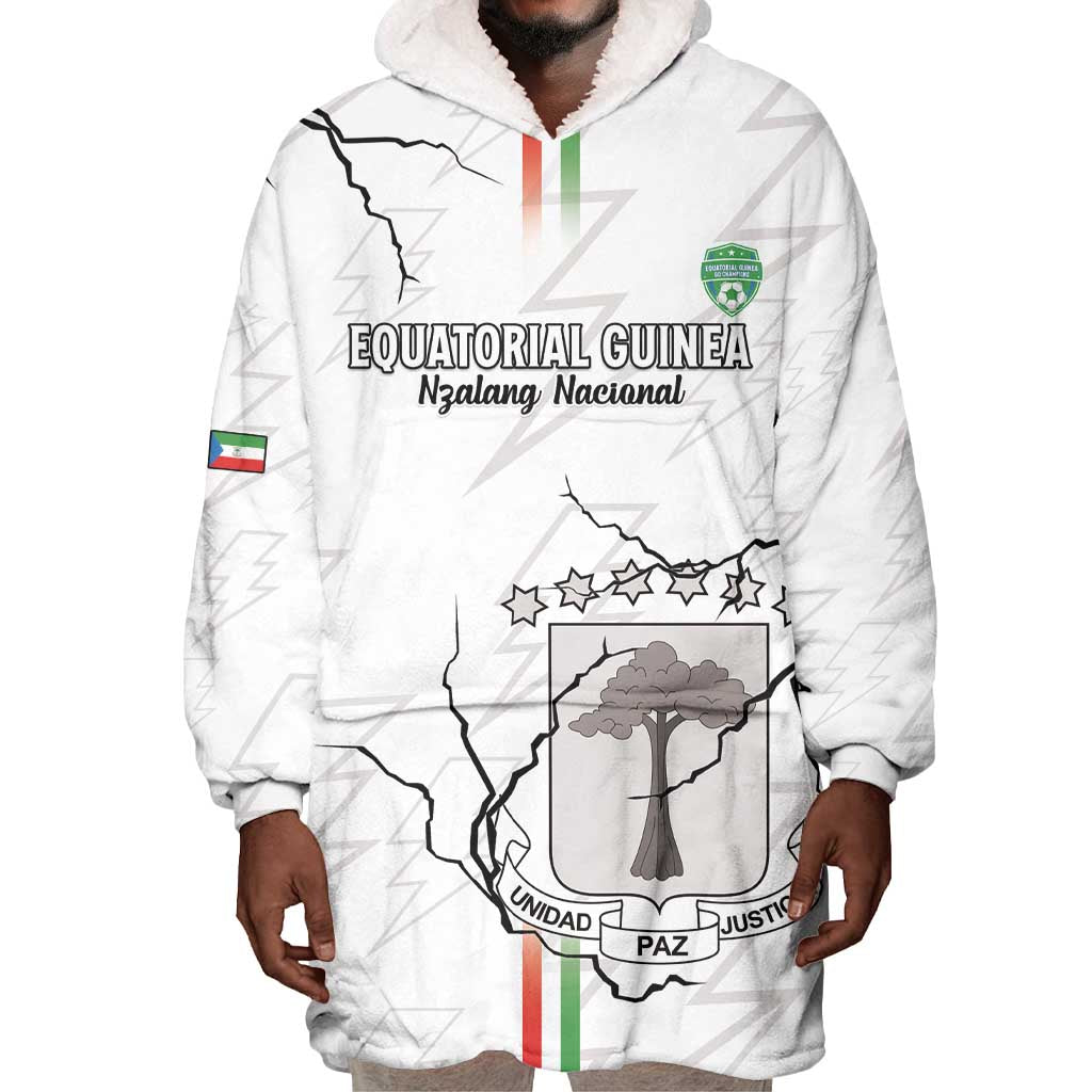 Custom Equatorial Guinea Football Wearable Blanket Hoodie Go Champions - White Version LT15