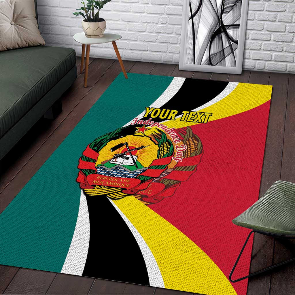 Personalized Mozambique Independence Day Area Rug Coat Of Arms - Flag Style LT15