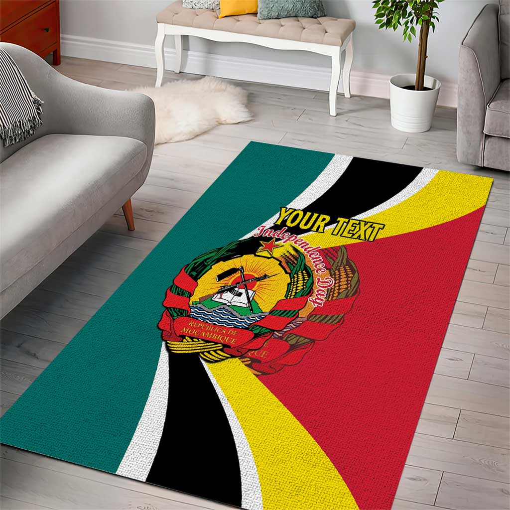Personalized Mozambique Independence Day Area Rug Coat Of Arms - Flag Style LT15