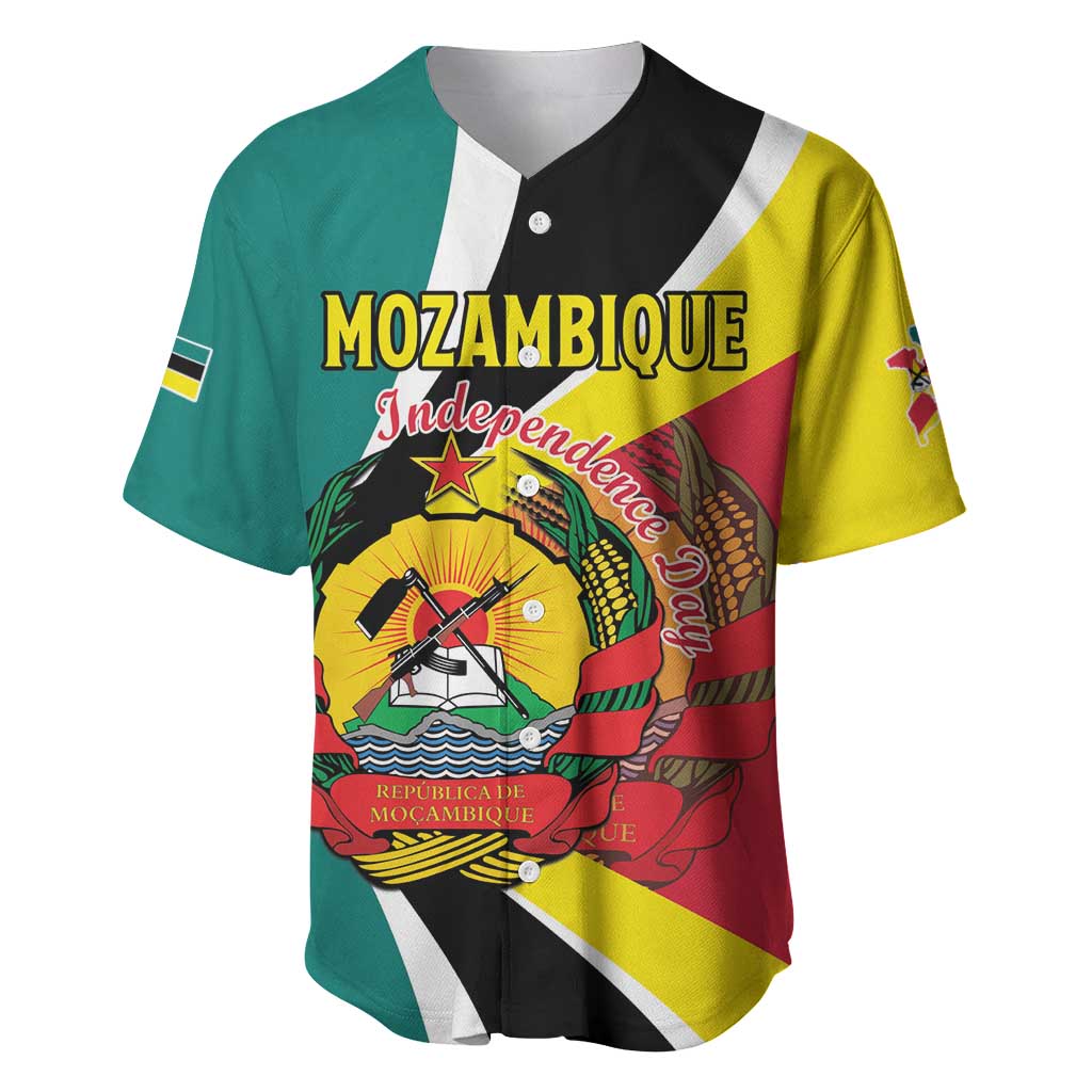 Personalized Mozambique Independence Day Baseball Jersey Coat Of Arms - Flag Style LT15