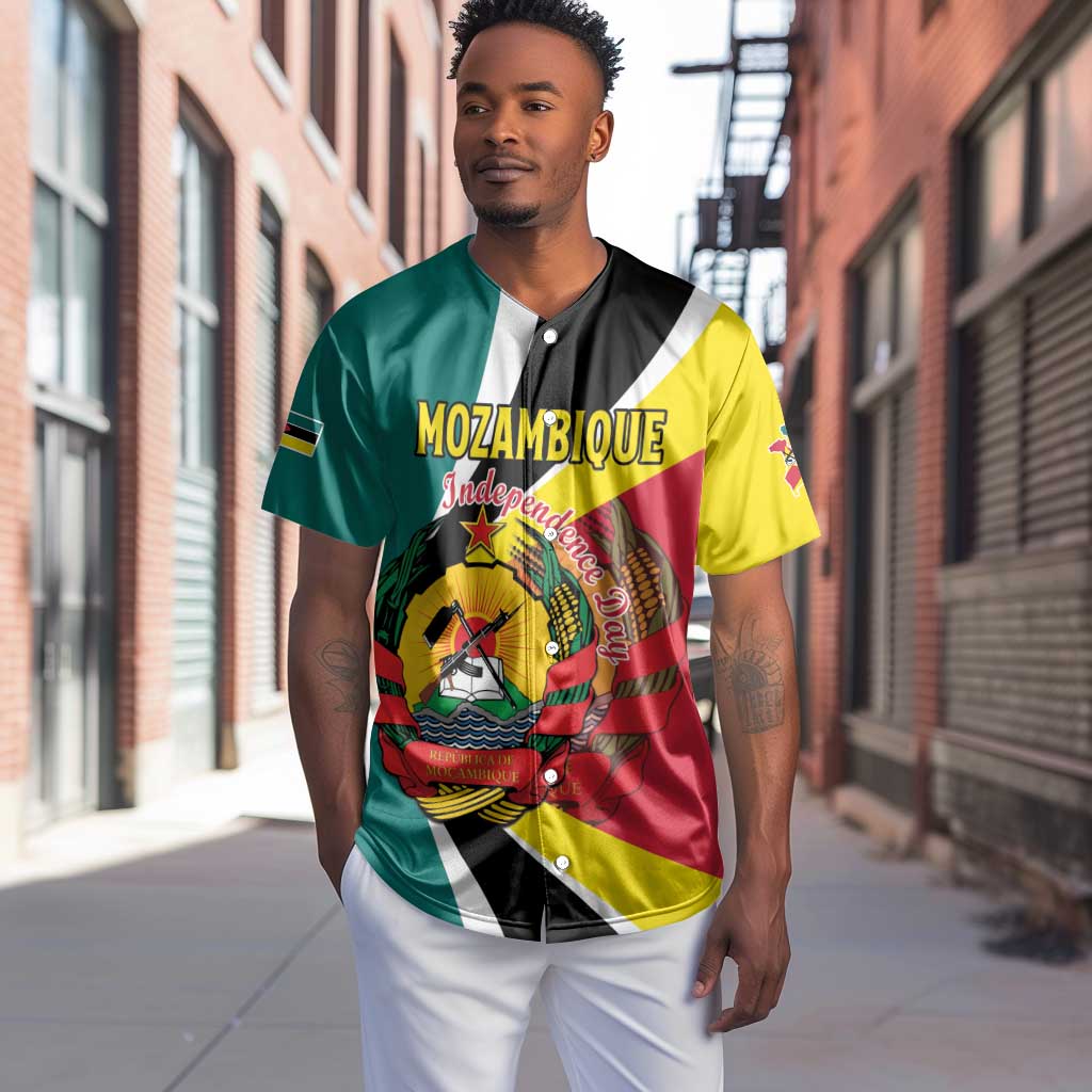 Personalized Mozambique Independence Day Baseball Jersey Coat Of Arms - Flag Style LT15