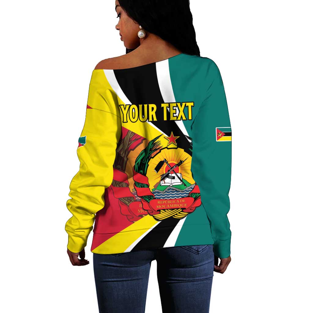 Personalized Mozambique Independence Day Off Shoulder Sweater Coat Of Arms - Flag Style LT15