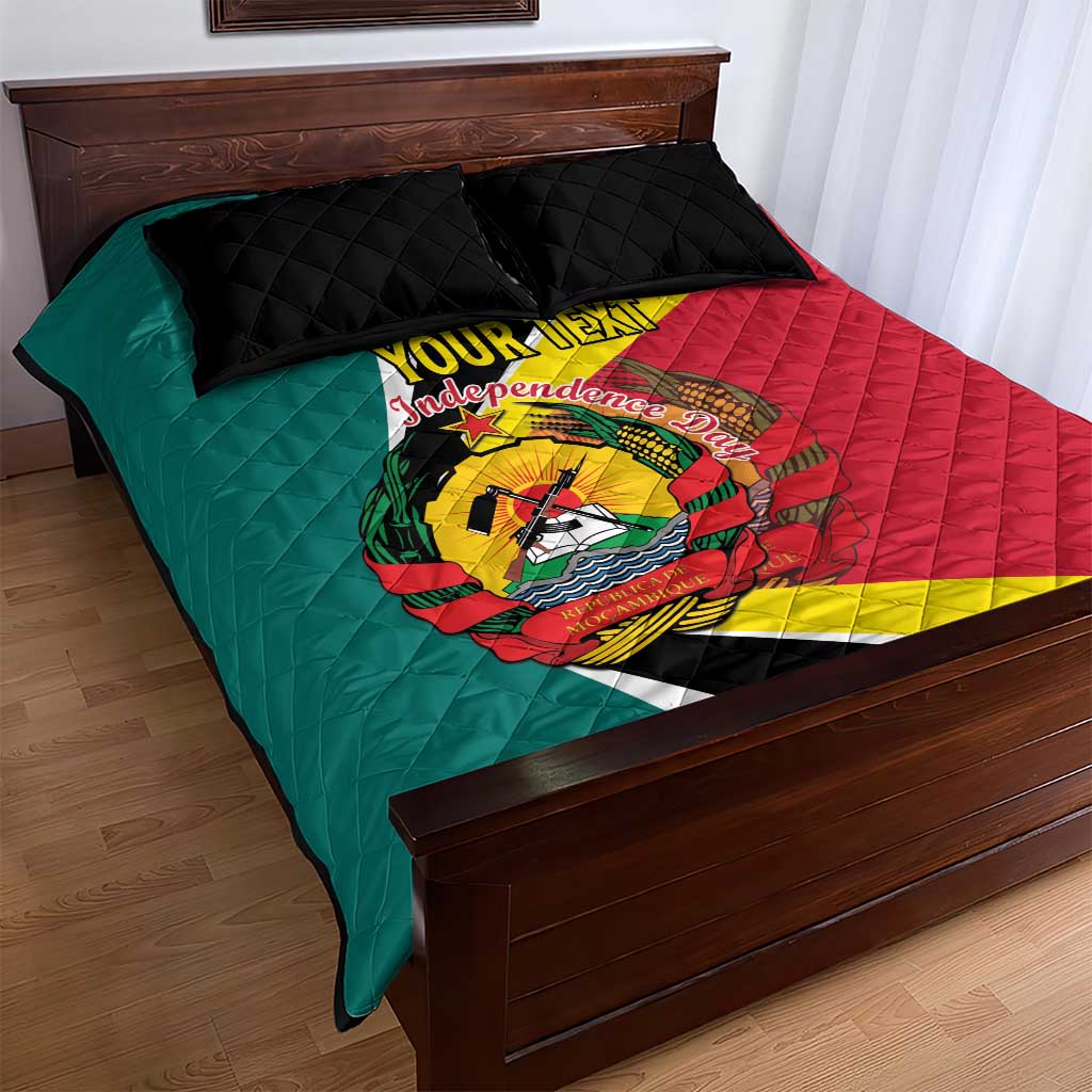 Personalized Mozambique Independence Day Quilt Bed Set Coat Of Arms - Flag Style LT15