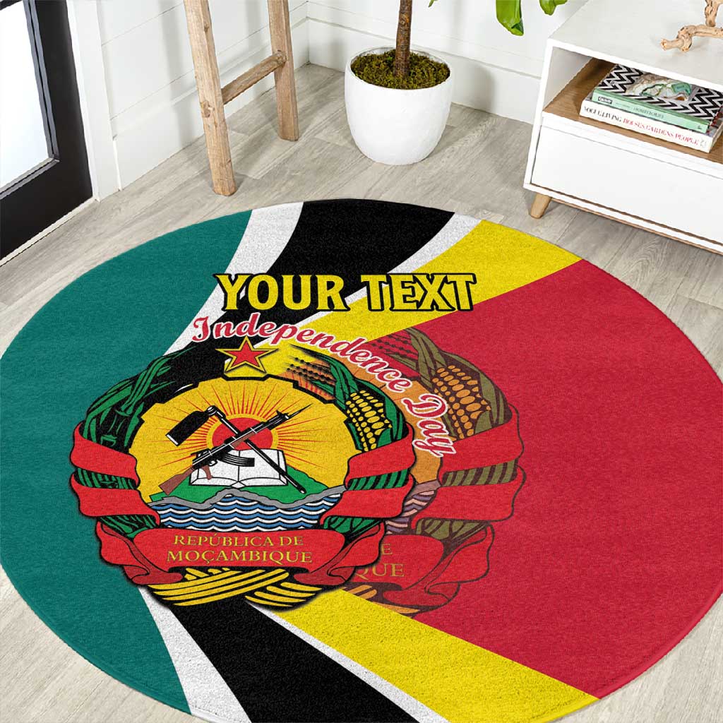 Personalized Mozambique Independence Day Round Carpet Coat Of Arms - Flag Style LT15