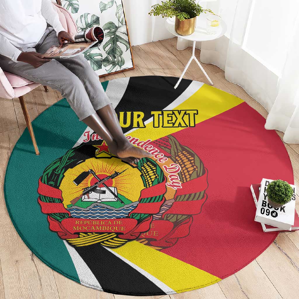 Personalized Mozambique Independence Day Round Carpet Coat Of Arms - Flag Style LT15