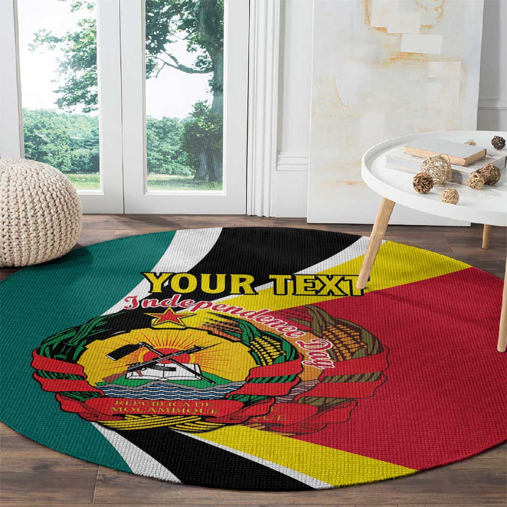 Personalized Mozambique Independence Day Round Carpet Coat Of Arms - Flag Style LT15