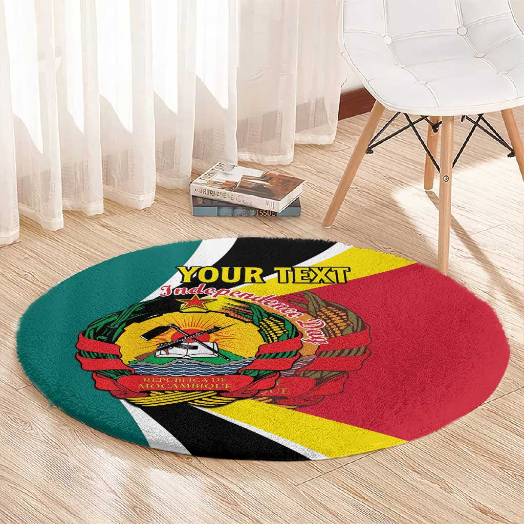 Personalized Mozambique Independence Day Round Carpet Coat Of Arms - Flag Style LT15