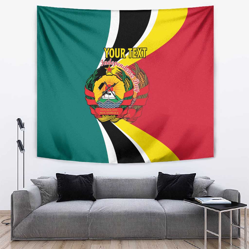 Personalized Mozambique Independence Day Tapestry Coat Of Arms - Flag Style LT15