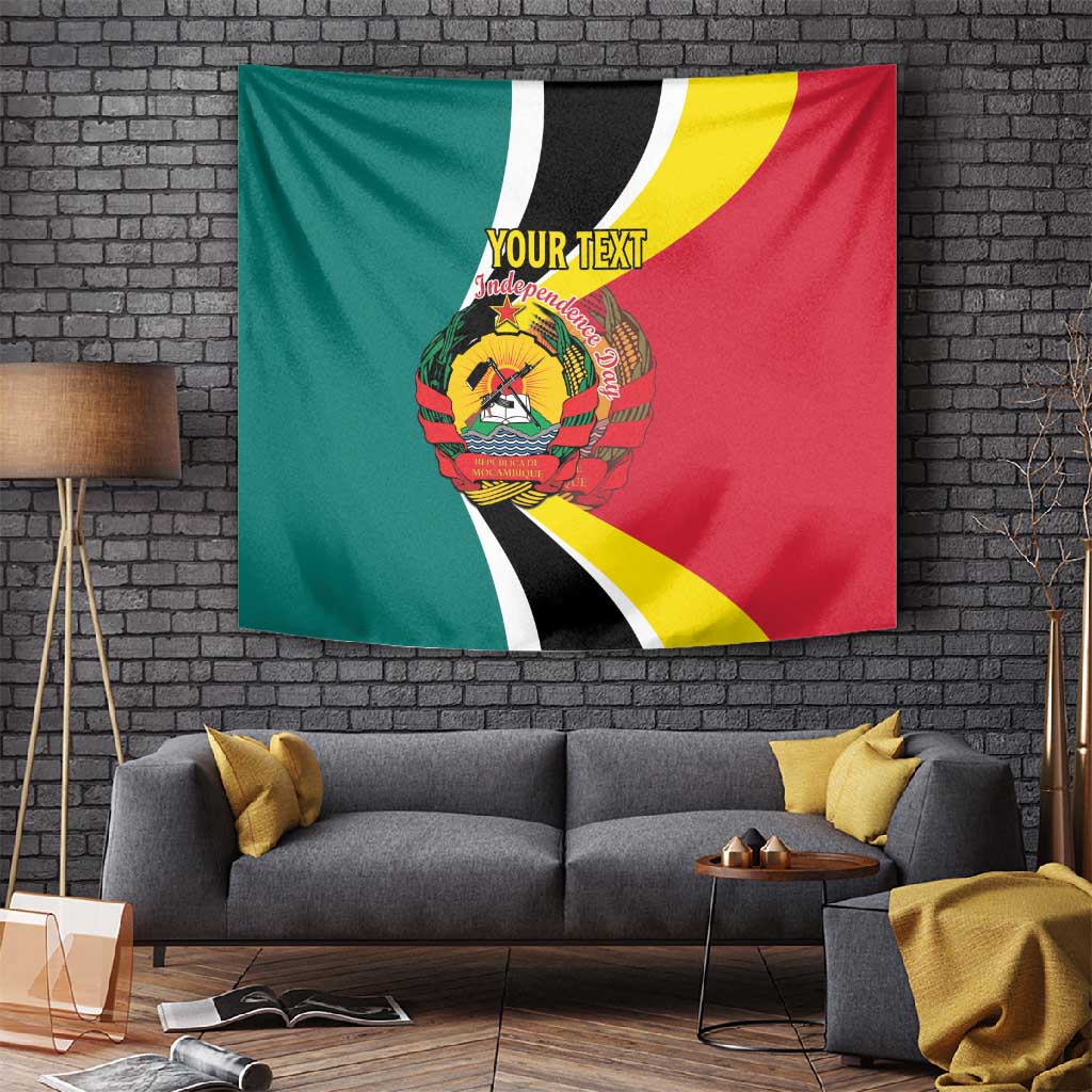 Personalized Mozambique Independence Day Tapestry Coat Of Arms - Flag Style LT15