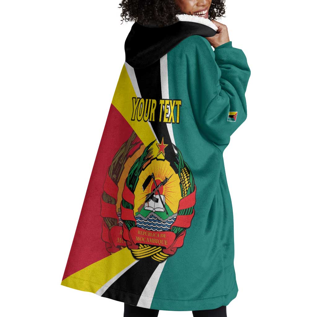 Personalized Mozambique Independence Day Wearable Blanket Hoodie Coat Of Arms - Flag Style LT15