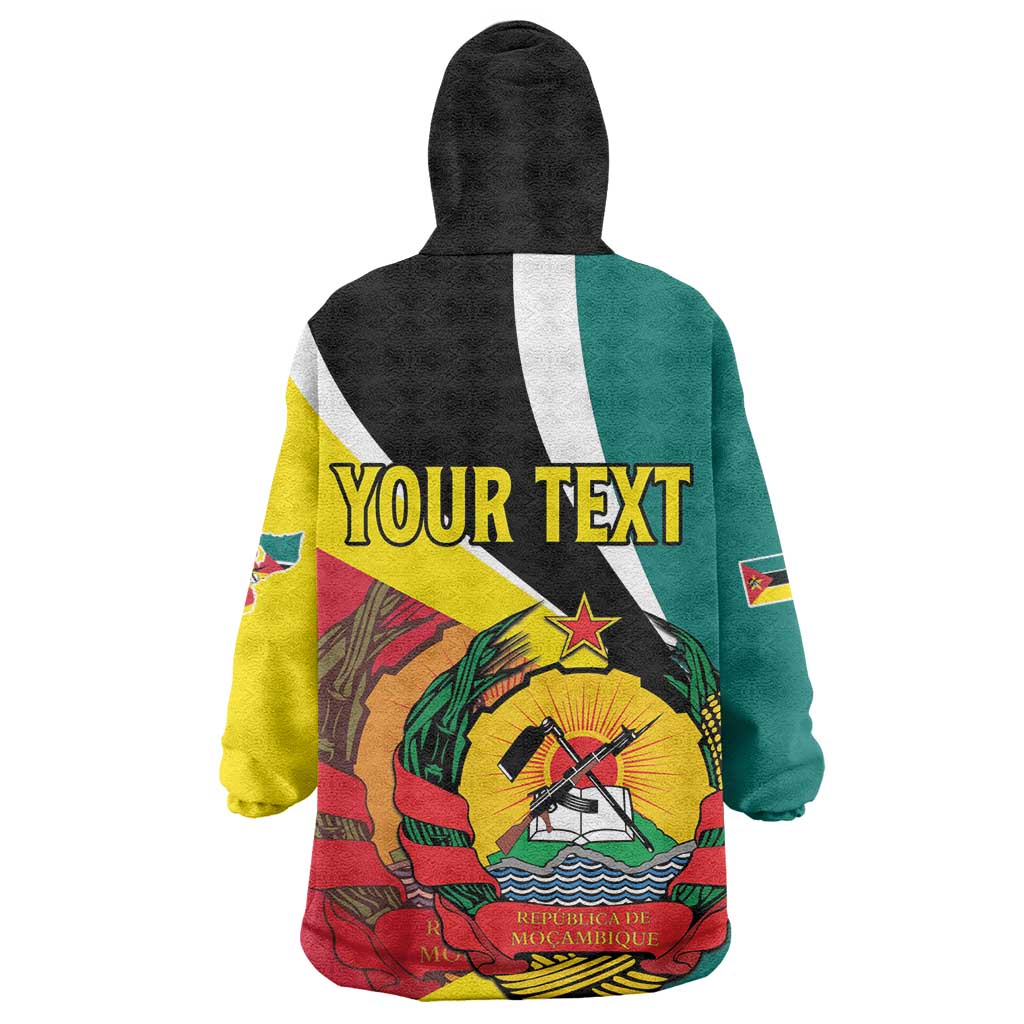 Personalized Mozambique Independence Day Wearable Blanket Hoodie Coat Of Arms - Flag Style LT15