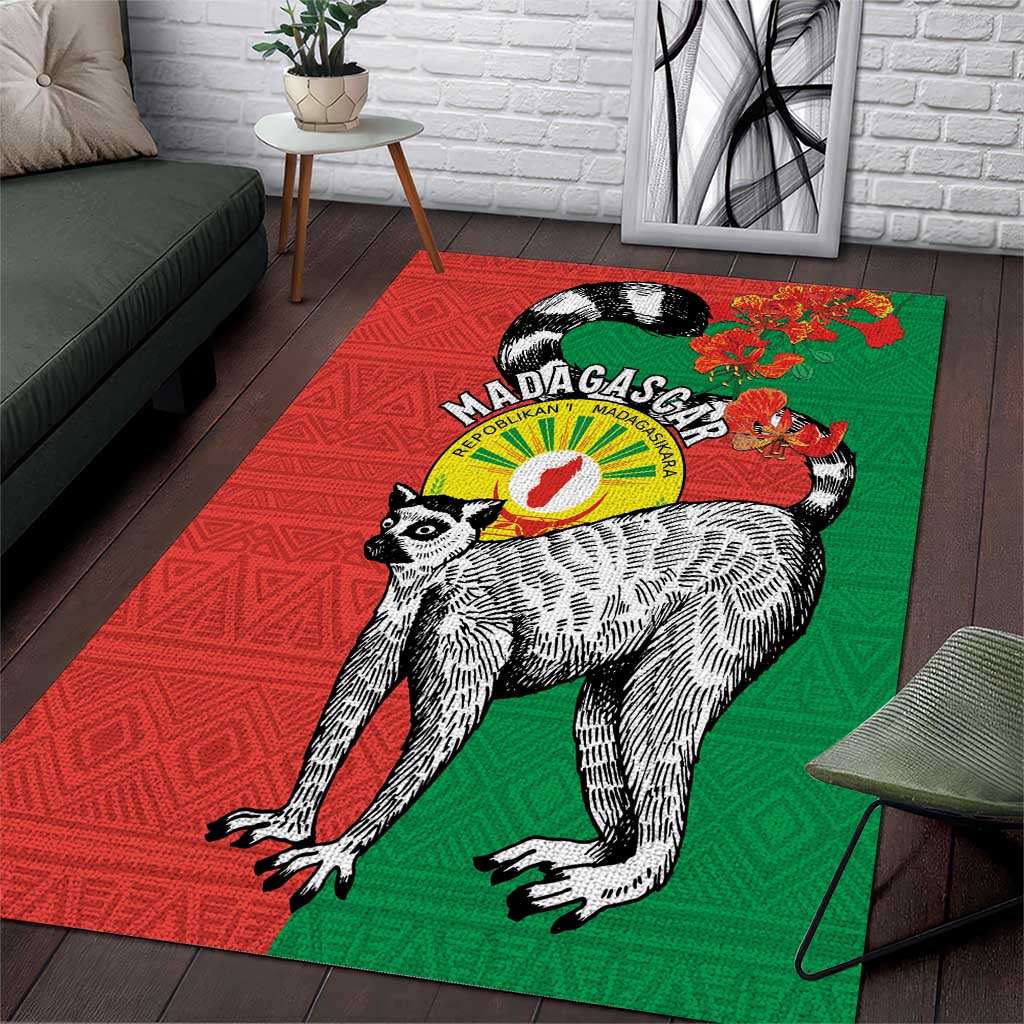 Happy Madagasikara Independence Day Area Rug Ring-Tailed Lemur With Seal LT15