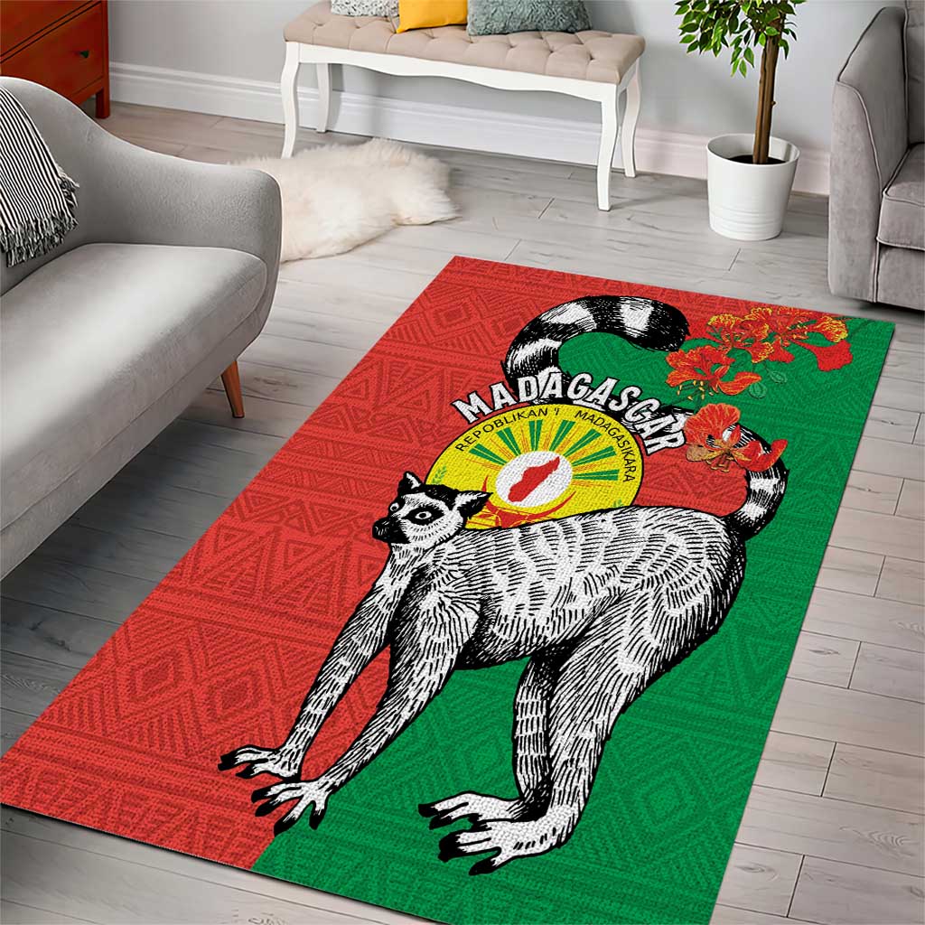Happy Madagasikara Independence Day Area Rug Ring-Tailed Lemur With Seal LT15
