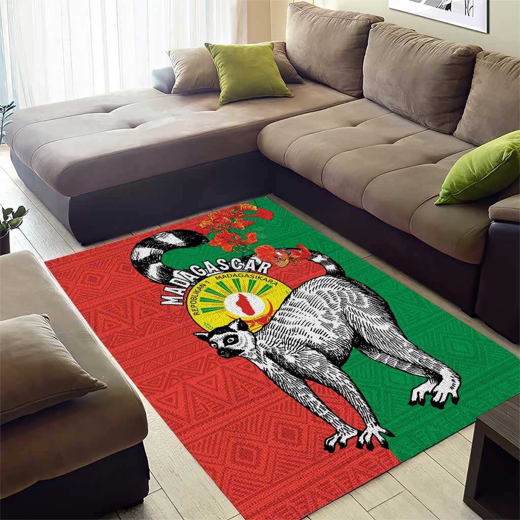 Happy Madagasikara Independence Day Area Rug Ring-Tailed Lemur With Seal LT15