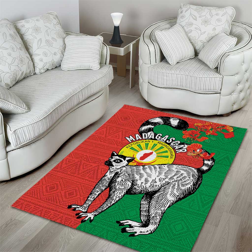 Happy Madagasikara Independence Day Area Rug Ring-Tailed Lemur With Seal LT15