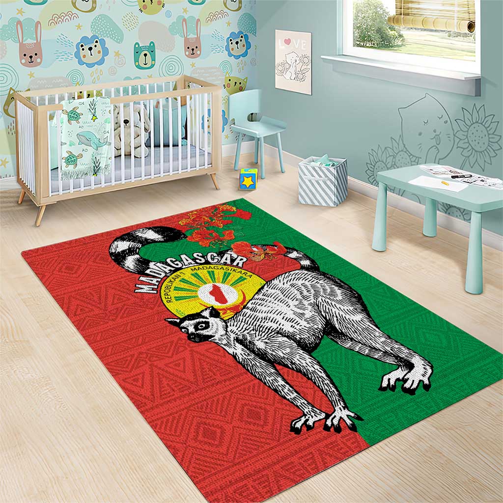 Happy Madagasikara Independence Day Area Rug Ring-Tailed Lemur With Seal LT15