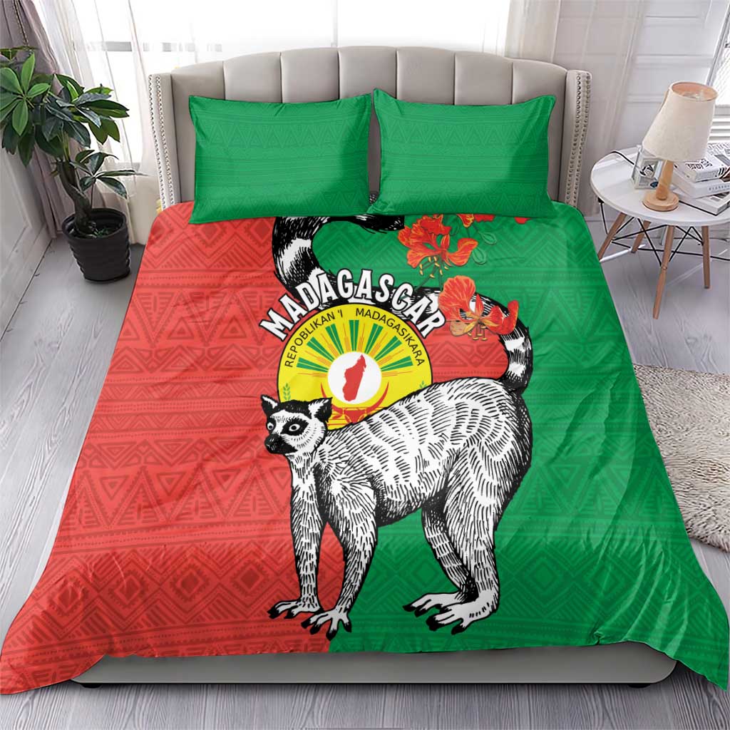 Happy Madagasikara Independence Day Bedding Set Ring-Tailed Lemur With Seal LT15