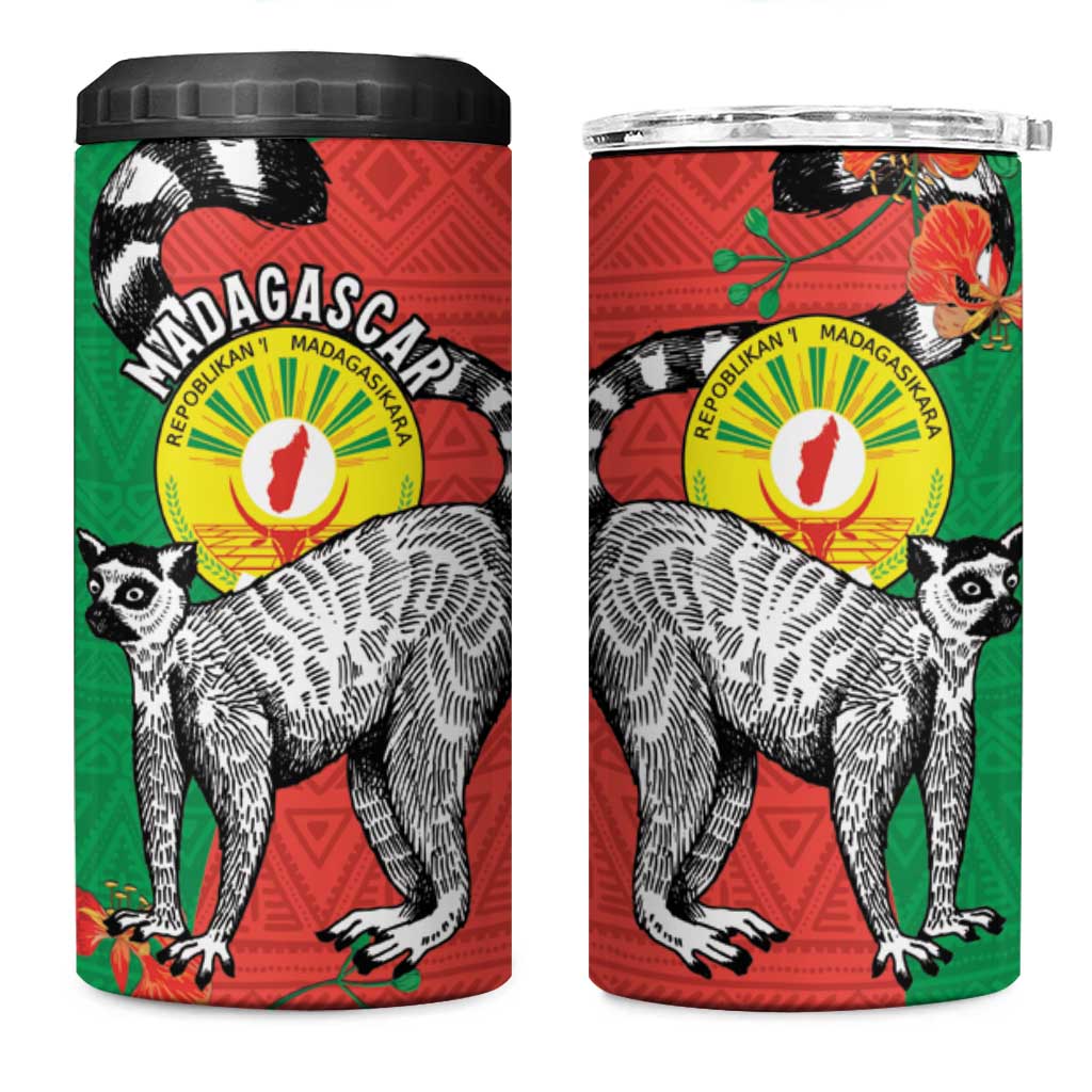 Happy Madagasikara Independence Day 4 in 1 Can Cooler Tumbler Ring-Tailed Lemur With Seal LT15