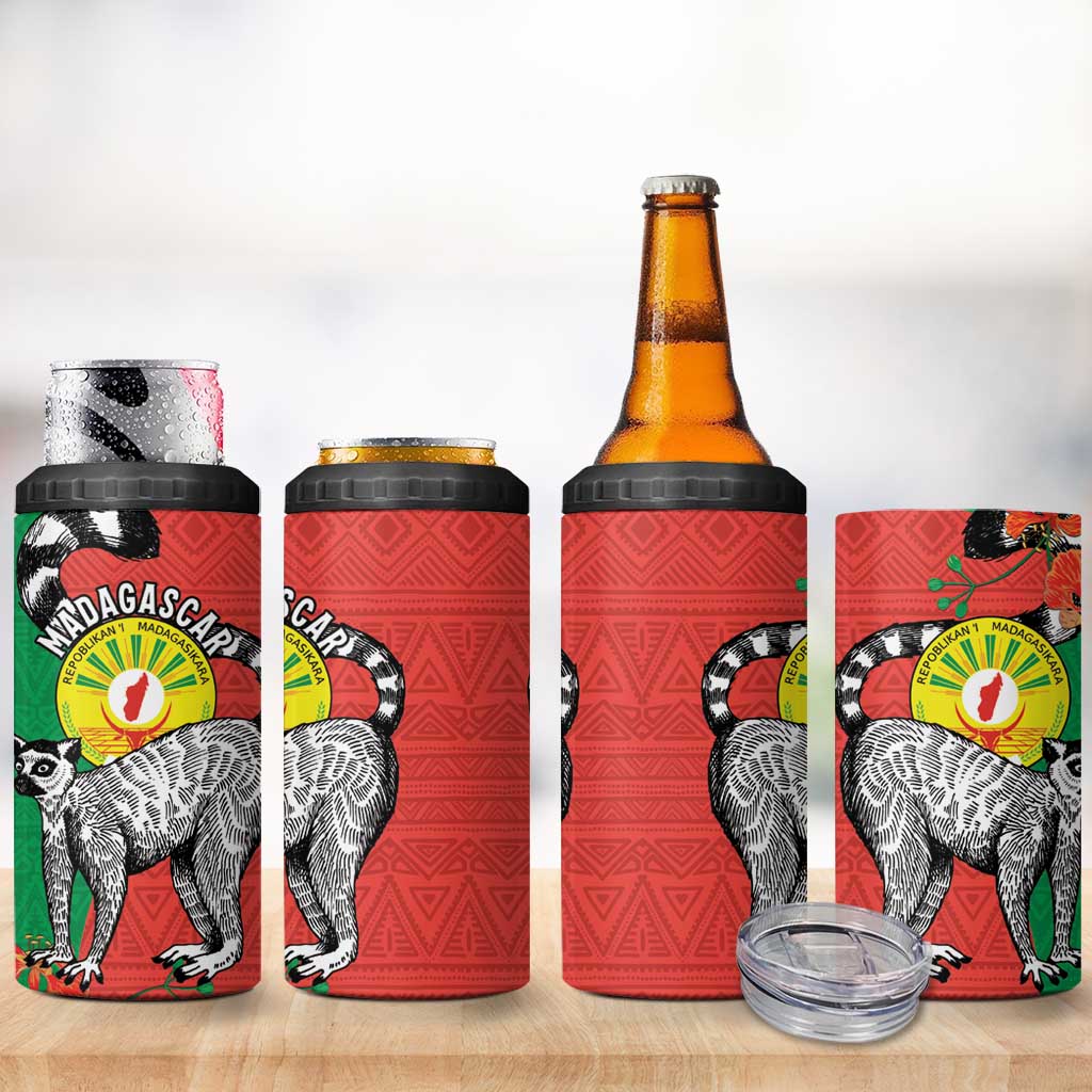 Happy Madagasikara Independence Day 4 in 1 Can Cooler Tumbler Ring-Tailed Lemur With Seal LT15