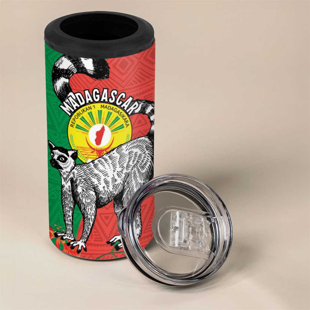 Happy Madagasikara Independence Day 4 in 1 Can Cooler Tumbler Ring-Tailed Lemur With Seal LT15