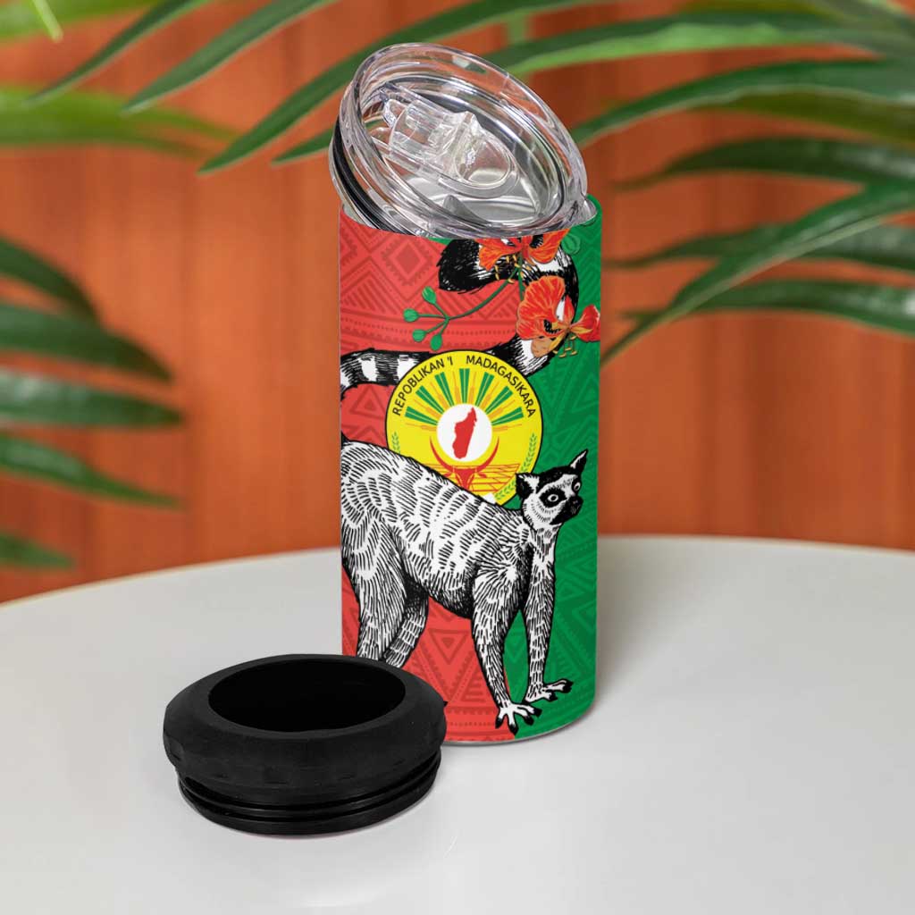 Happy Madagasikara Independence Day 4 in 1 Can Cooler Tumbler Ring-Tailed Lemur With Seal LT15