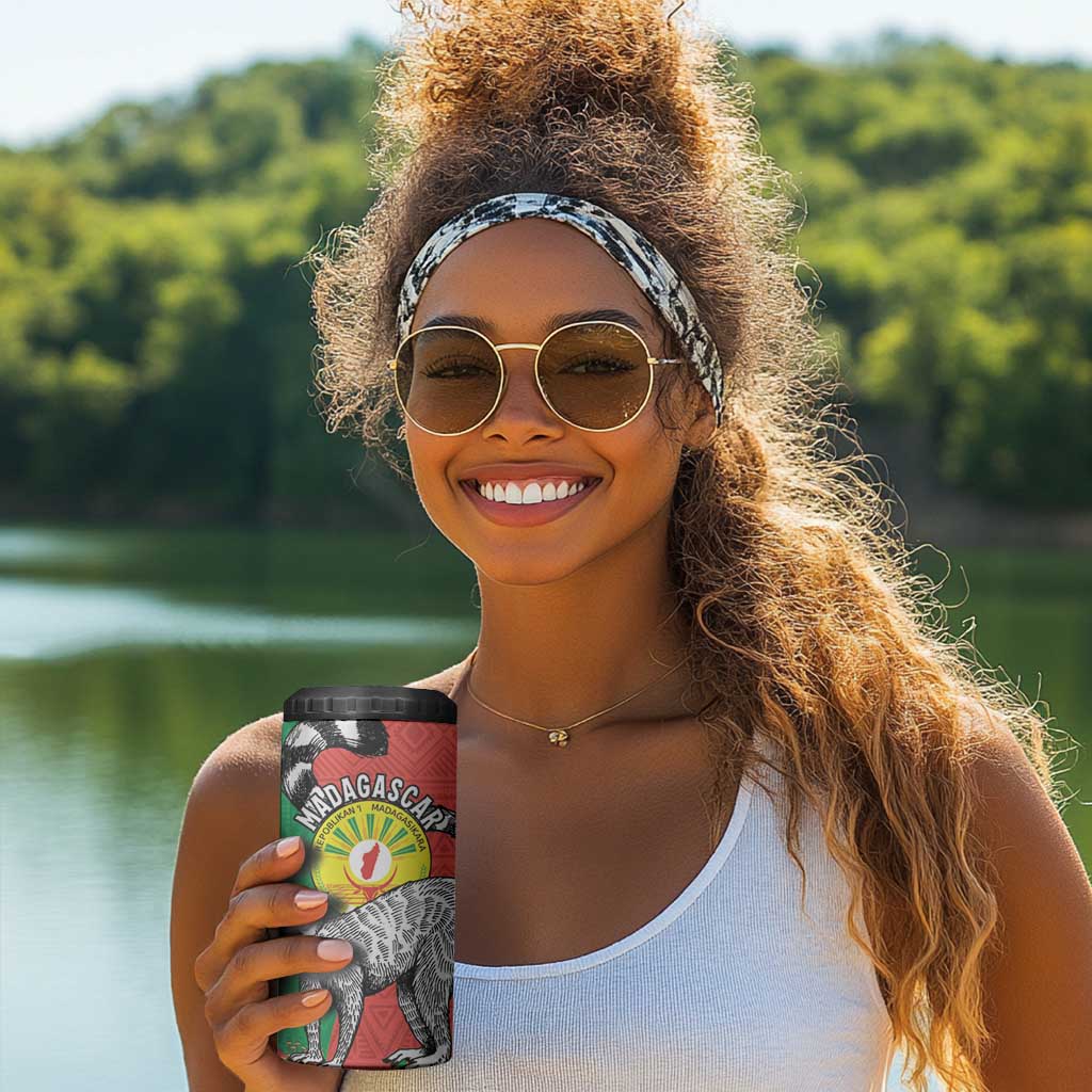 Happy Madagasikara Independence Day 4 in 1 Can Cooler Tumbler Ring-Tailed Lemur With Seal LT15