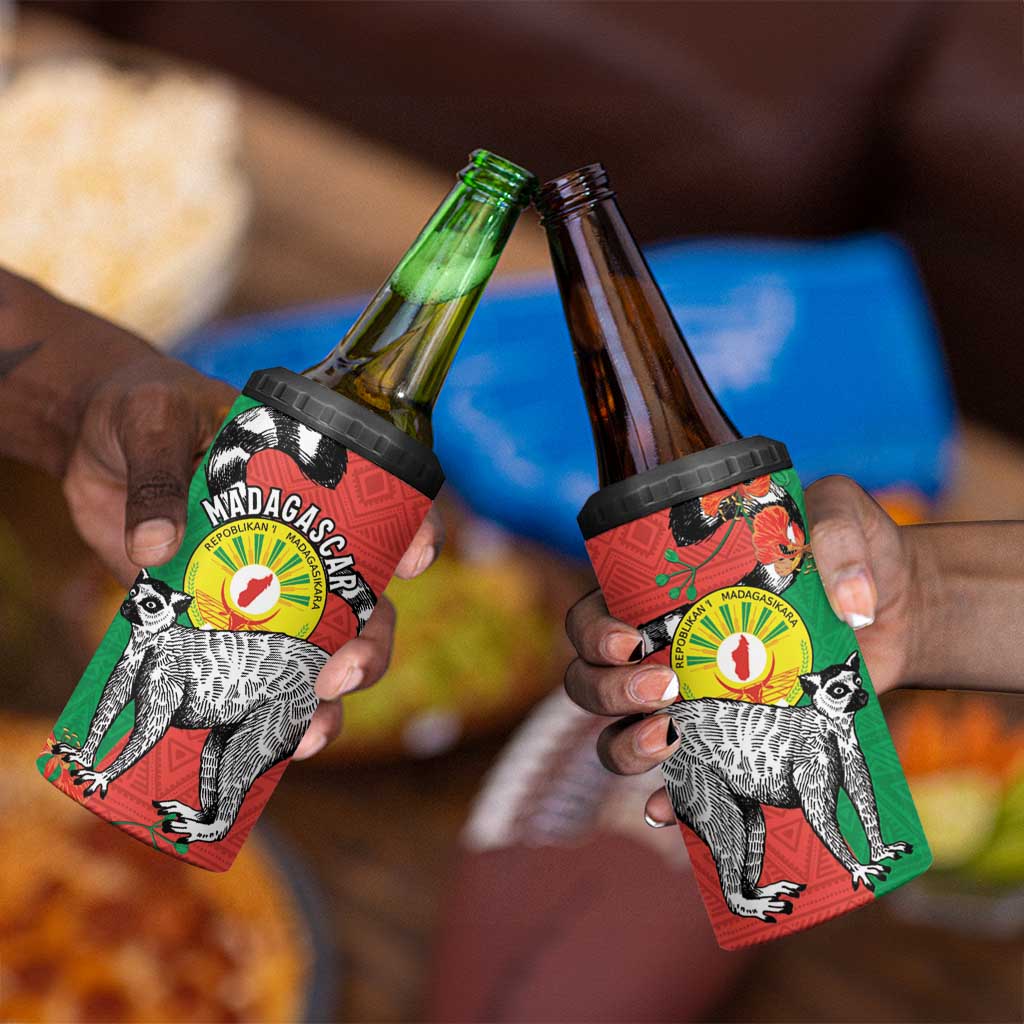 Happy Madagasikara Independence Day 4 in 1 Can Cooler Tumbler Ring-Tailed Lemur With Seal LT15