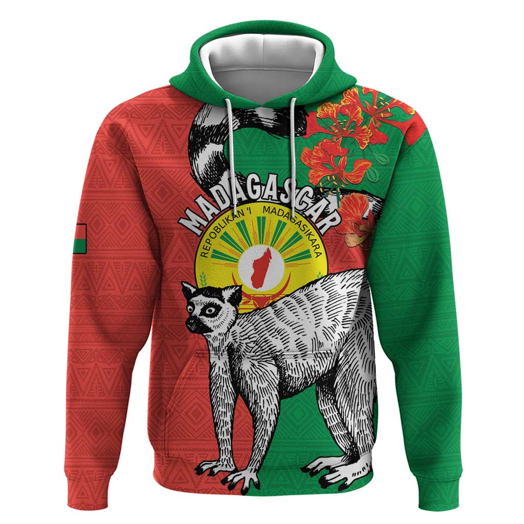 Happy Madagascar Independence Day Hoodie Ring-Tailed Lemur With Seal Of Madagasikara LT15