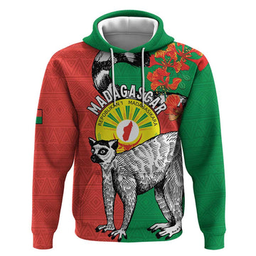 Happy Madagascar Independence Day Hoodie Ring-Tailed Lemur With Seal Of Madagasikara LT15