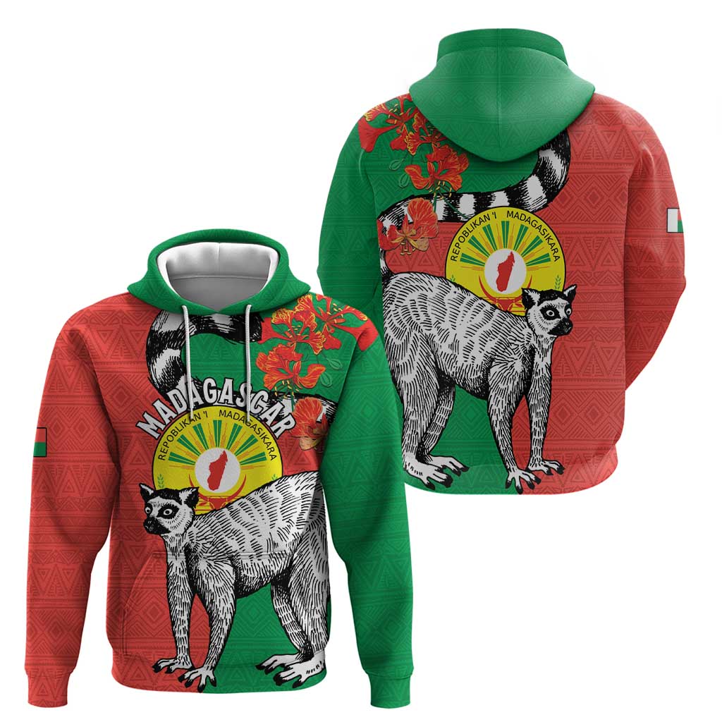 Happy Madagascar Independence Day Hoodie Ring-Tailed Lemur With Seal Of Madagasikara LT15