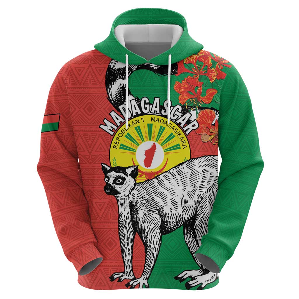 Happy Madagascar Independence Day Hoodie Ring-Tailed Lemur With Seal Of Madagasikara LT15