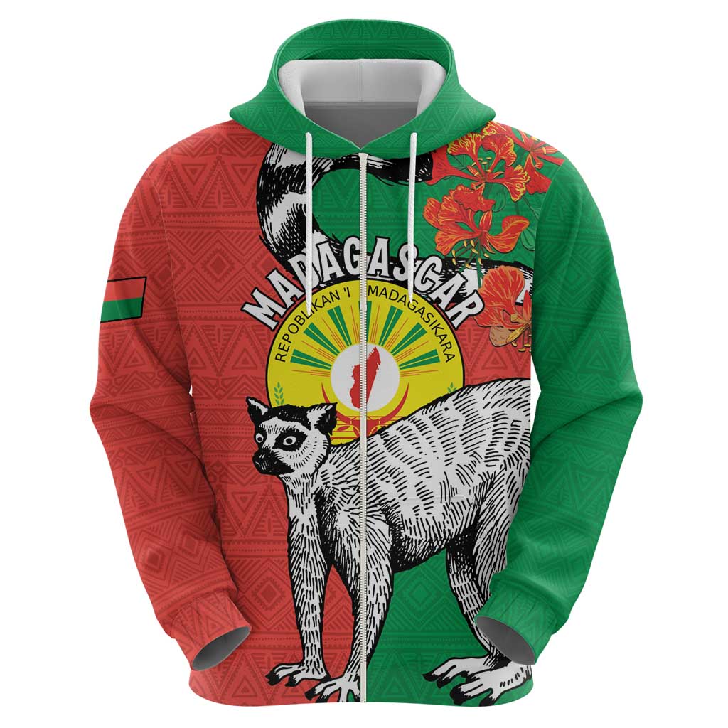 Happy Madagascar Independence Day Hoodie Ring-Tailed Lemur With Seal Of Madagasikara LT15