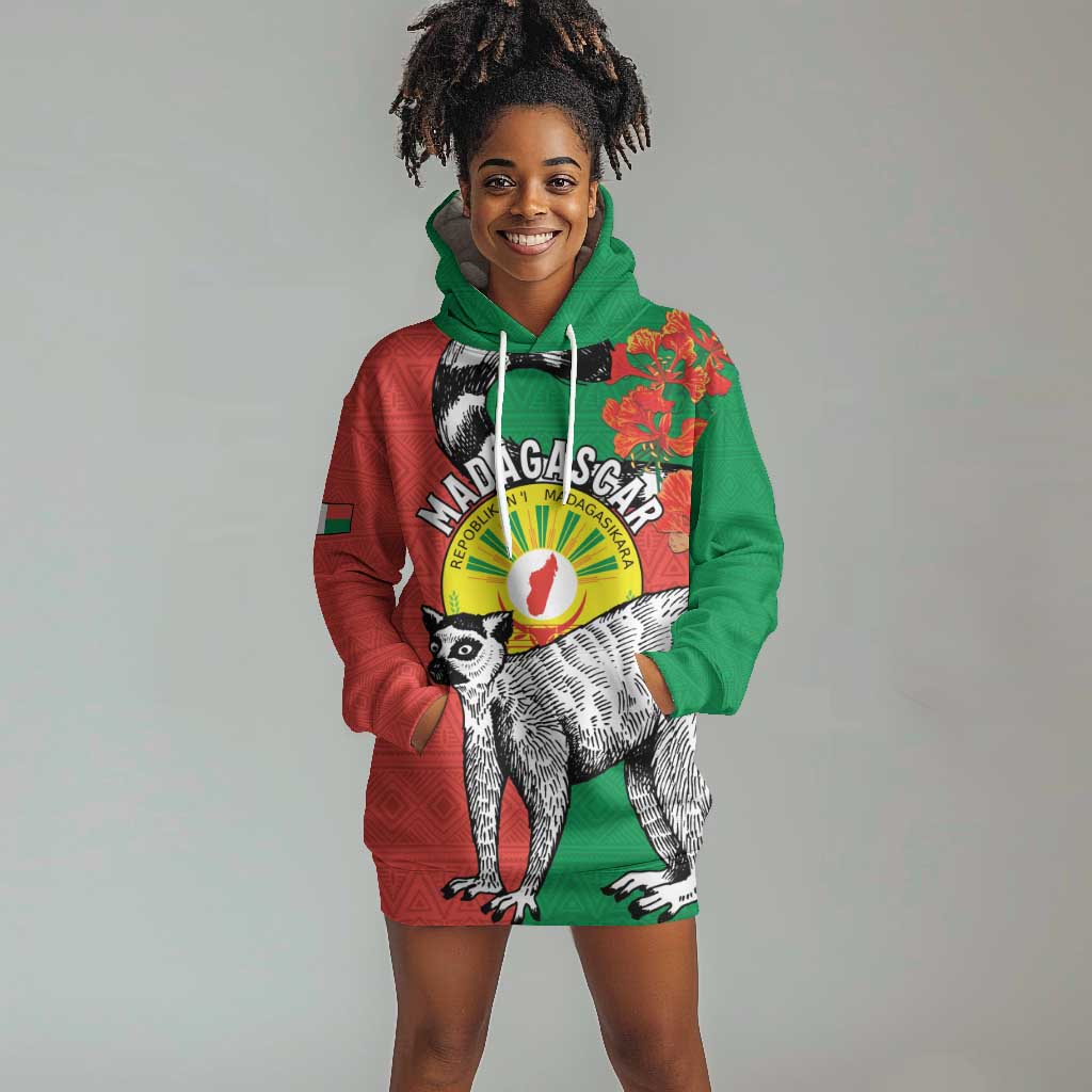 Happy Madagasikara Independence Day Hoodie Dress Ring-Tailed Lemur With Seal LT15