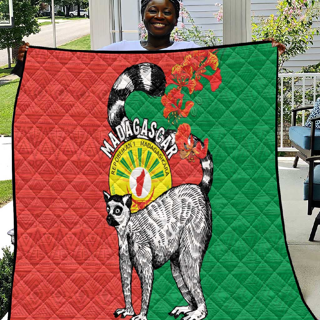 Happy Madagasikara Independence Day Quilt Ring-Tailed Lemur With Seal LT15