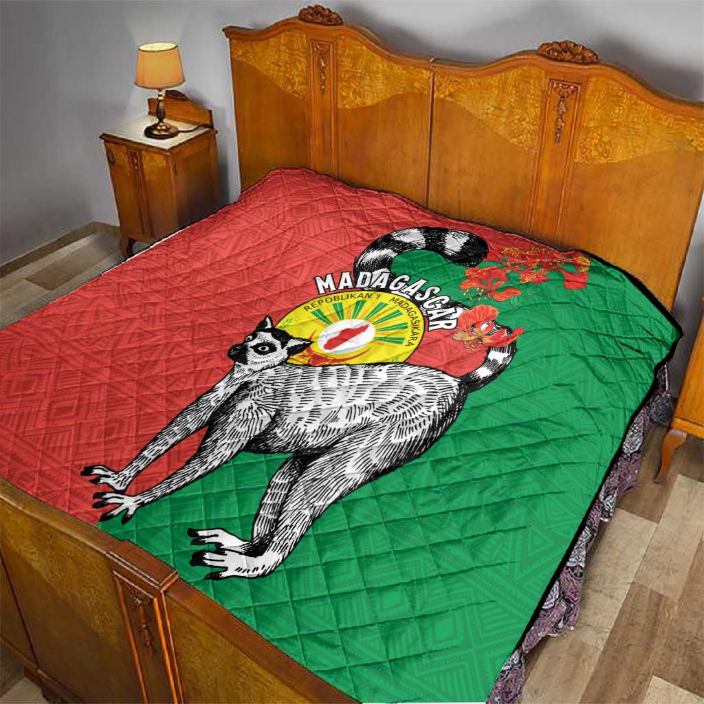 Happy Madagasikara Independence Day Quilt Ring-Tailed Lemur With Seal LT15