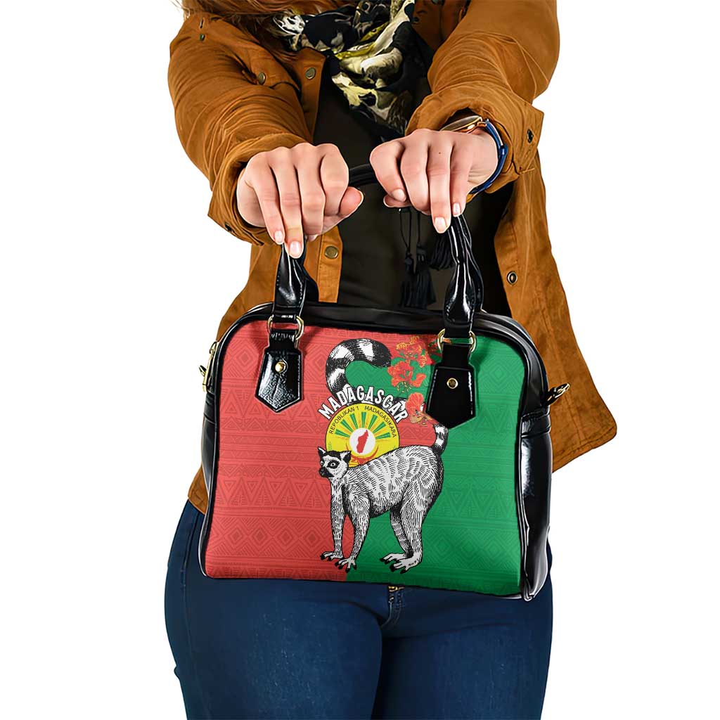 Happy Madagascar Independence Day Shoulder Handbag Ring-Tailed Lemur With Seal Of Madagasikara LT15