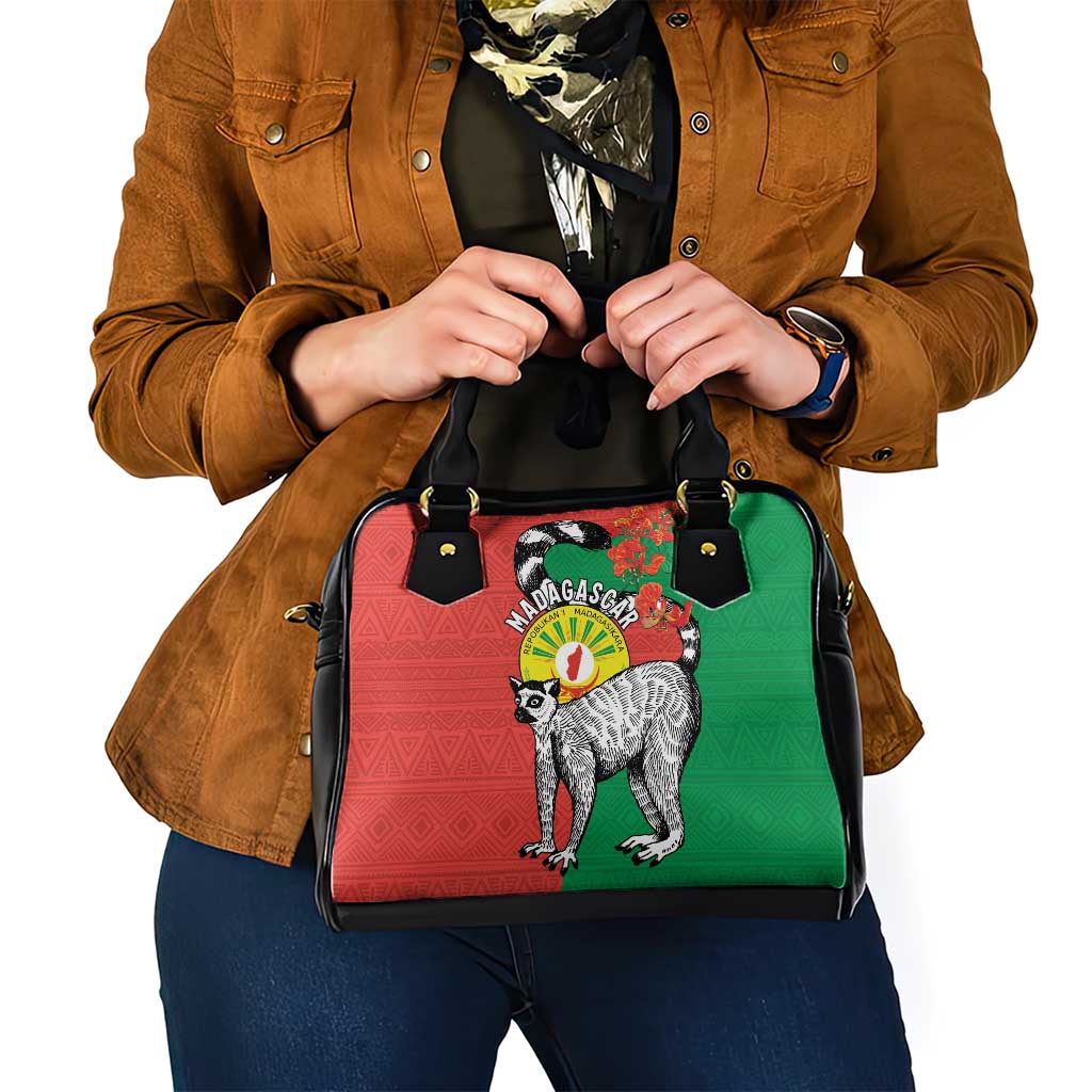 Happy Madagascar Independence Day Shoulder Handbag Ring-Tailed Lemur With Seal Of Madagasikara LT15