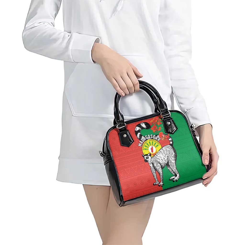Happy Madagascar Independence Day Shoulder Handbag Ring-Tailed Lemur With Seal Of Madagasikara LT15